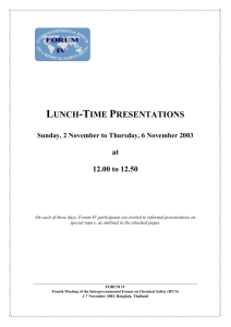 LUNCH-TIME PRESENTATIONS - World Health Organization