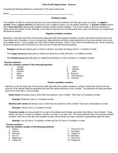 Atomic Structure and Periodic table Extra Credit