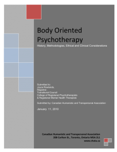 Psychotherapy Traditions - Body Oriented