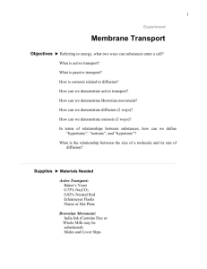 Experiment Membrane Transport