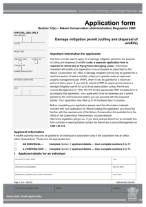 Application form Damage mitigation permit