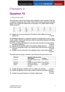Chemistry 3 extra questions and answers