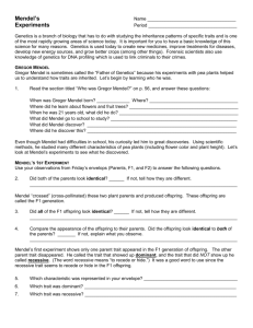 Mendel`s Experiments