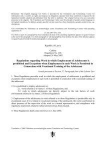 Regs re. Work in which Employment of Adolescents is prohibited etc.