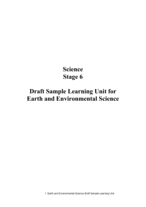 Stage 6 Draft Sample Learning Unit for Earth and Environmental