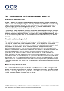 OCR Level 2 Cambridge Certificate in Mathematics (600/7778/5)