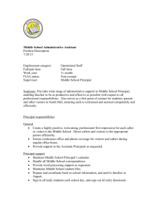 Middle School Administrative Assistant Position Description 7/20/15