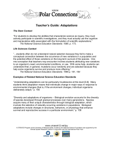 Adaptations Activities: Teacher`s Guide