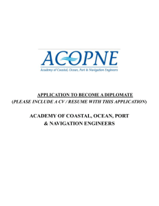 ACOPNE Application - Academy of Coastal, Ocean, Port