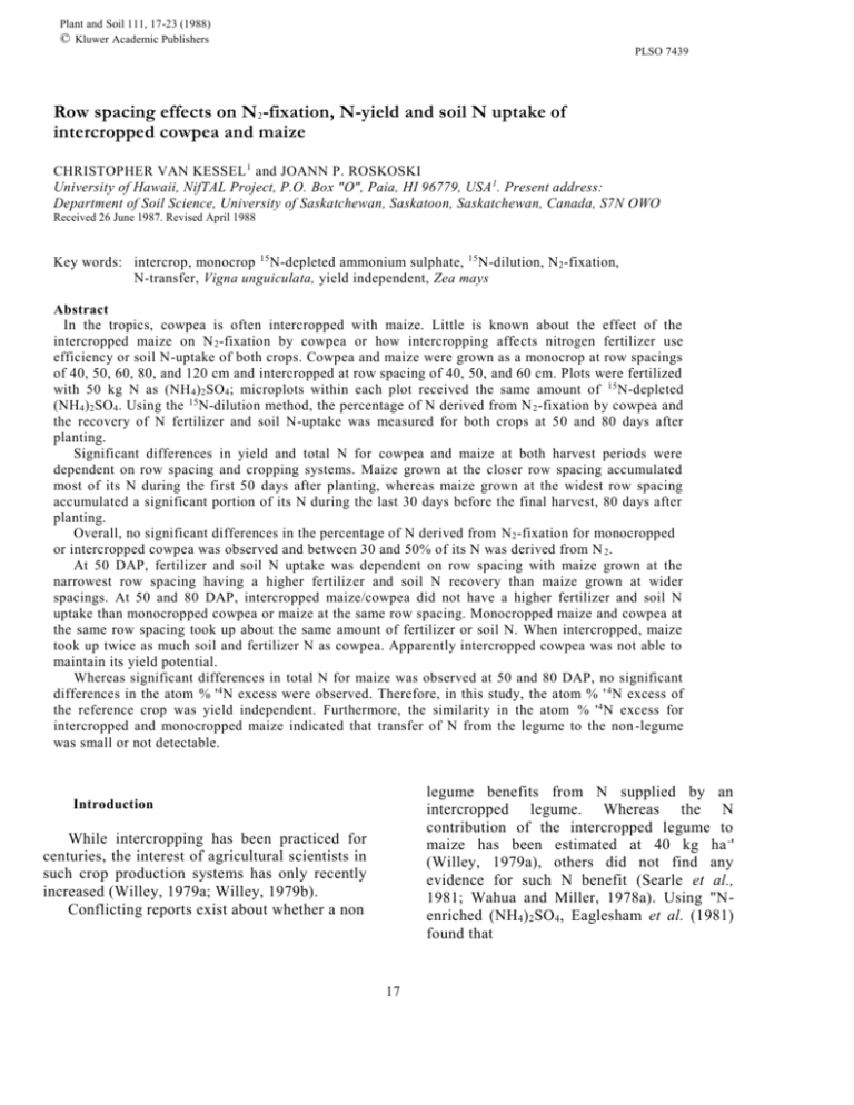 PLSO 7439 Plant and Soil 111, 17-23 (1988) © Kluwer Academic