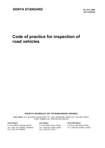 code of practice for inspection of road vehicles