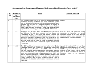 Comments of Department of Revenue on 1st Discussion Paper on