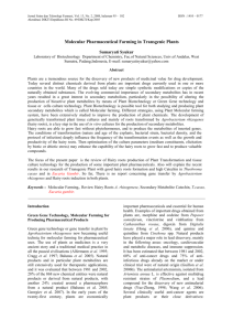 Molecular Pharmaceutical Farming in Transgenic Plants