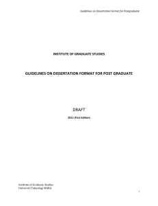 Guidelines on Dissertation Format for Postgraduate