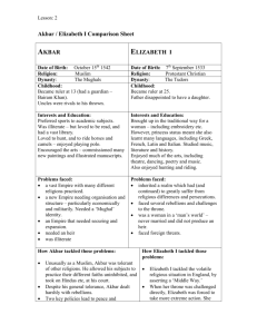 Akbar / Elizabeth I Comparison Sheet
