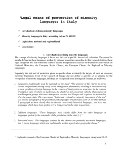 [1]Legal means of protection of minority languages in Italy