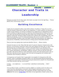 Character and Traits in Leadership