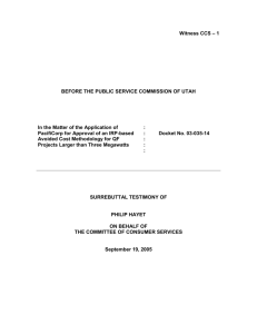 Witness CCS – 2 - Utah Public Service Commission