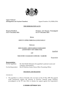 Appeal Number: OA/00206/2014 Upper Tribunal (Immigration and