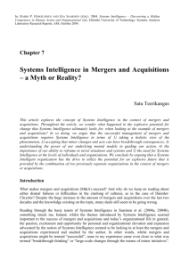 Systems Intelligence in Mergers and Acquisitions