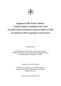 Responses of HIV-infected mothers to infant feeding