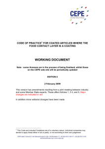 code of practice for coated articles where the food contact layer is a