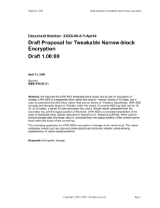 Draft proposal for tweakable narrow-block encryption - IEEE