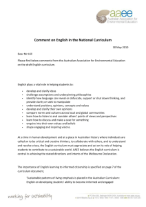 AAEE Position on the National Curriculum