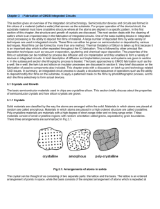 Chapter 3 : Fabrication of CMOS Integrated Circuits