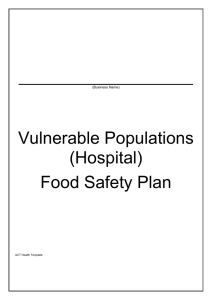 Vulnerable Population Food Safety Plan