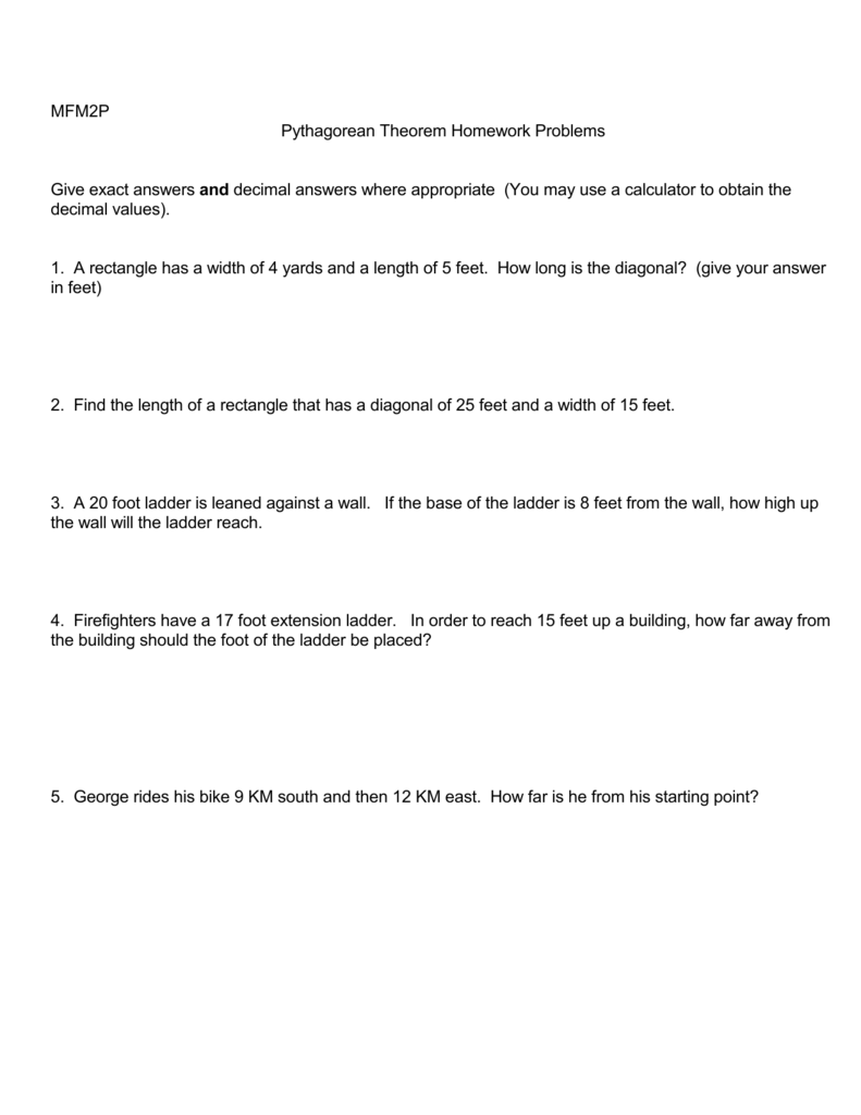 Solving Word Problems using Pythagorean Theorem Regarding Decimal Word Problems Worksheet