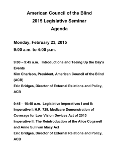 ACB 2015 Legislative Seminar Agenda
