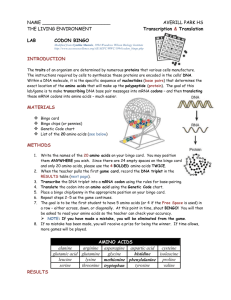 Codon Bingo