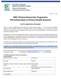 MRC Clinician Researcher Programme PhD Scholarships in Clinical