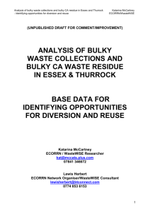 ANALYSIS OF COLLECTED BULKY WASTE / CA