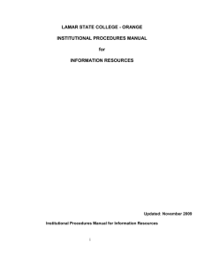 INSTITUTIONAL POLICIES AND PROCEDURES MANUAL