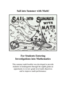 IM Summer Mathematics Packet