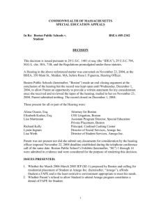 Special Education Appeals BSEA #05-2342