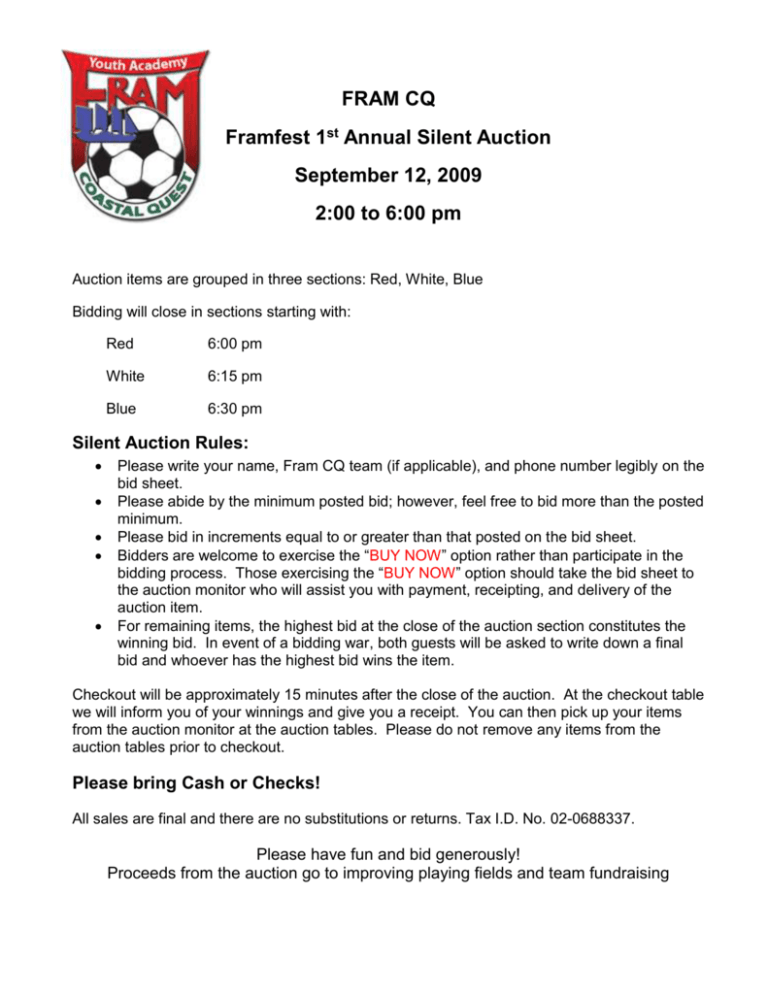 Silent Auction Rules