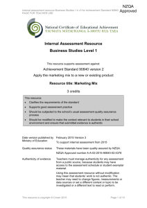 Level 1 Business Studies internal assessment resource
