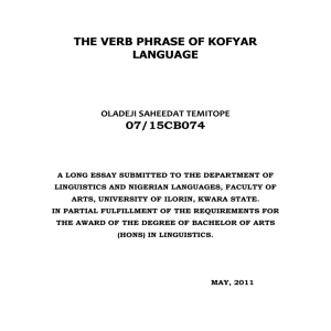The verb pharse of kofyar language