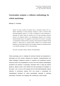 Conversation analysis: A reflexive methodology for critical psychology