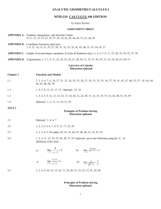 ANALYTIC GEOMETRY/CALCULUS I