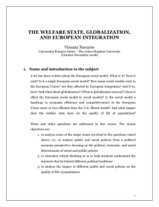 THE WELFARE STATE, GLOBALIZATION AND THE EUROPEAN