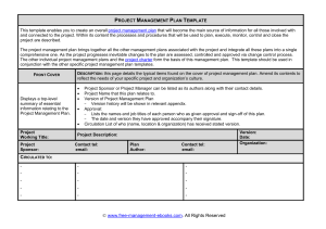 Project Management Plan Template This template enables you to