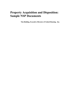 Property Acquisition and Disposition: Sample NSP Documents