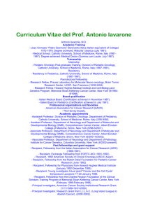 Curriculum Vitae del Prof. Antonio Iavarone Antonio Iavarone, M.D.