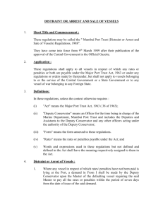 DISTRAINT OR ARREST AND SALE OF VESSELS