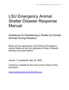 LSU Emergency Animal Shelter Disaster Response Manual