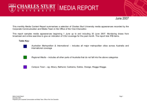 June 2007 This monthly Media Content Report summarises a